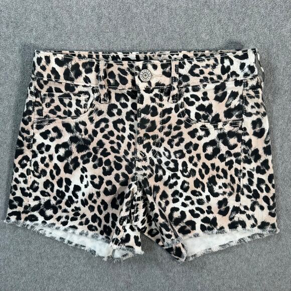 Express Shortie Mid Rise Shorts Leopard Size 00 Stretch Supersoft Cut Off - Picture 1 of 7